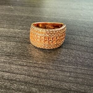Bomb Party Ladies Rose Gold & Cubic Zirconia Crystal Ring Size 7